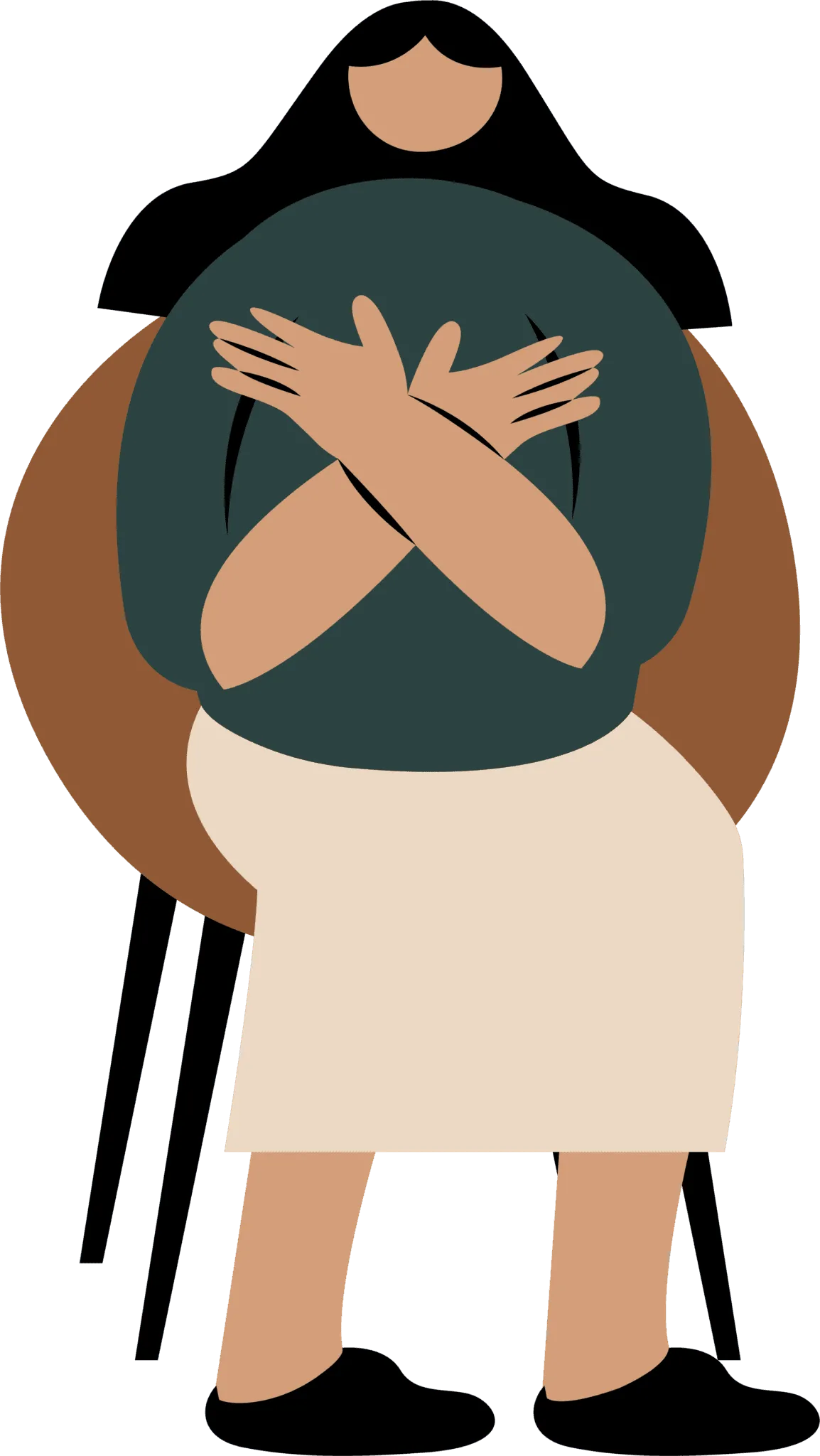 Illustration af person der krammer sig selv
